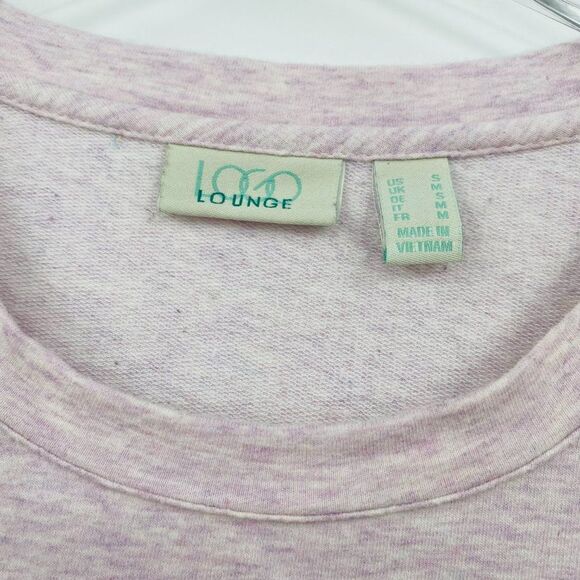 LOGO Lounge Size Small Pink Heathered French Terry Top w/ Asymmetric Hem - Picture 5 of 6